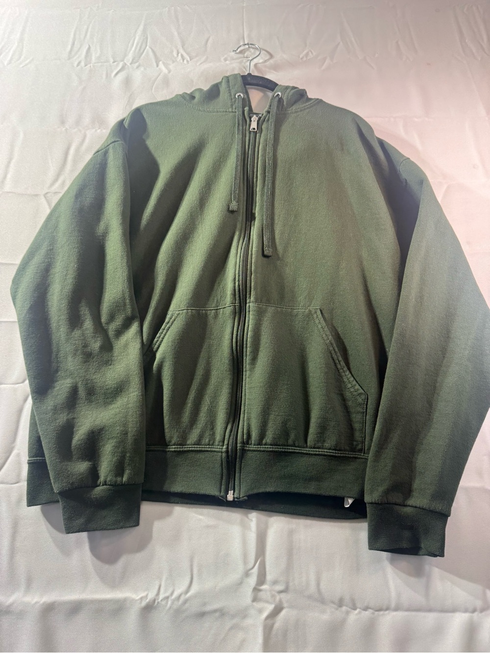 Fruit of the Loom Large Olive Green Full-Zip Hooded Jacket